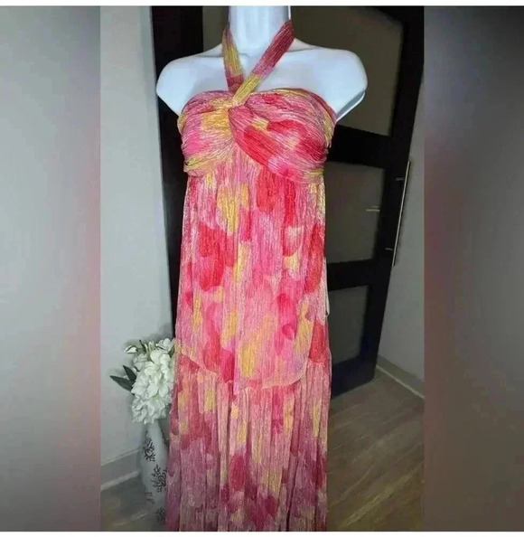 Violet Weekend Juniors' Metallic Print Halter Maxi Dress Size 07/08 Medium - Picture 8 of 9